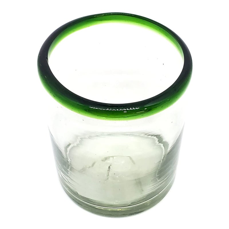 MexHandcraft Emerald Green Rim 10 oz Tumblers (set of 6), Recycled Glass, Lead-free, Toxin-Free (Tumbler) - Image 4